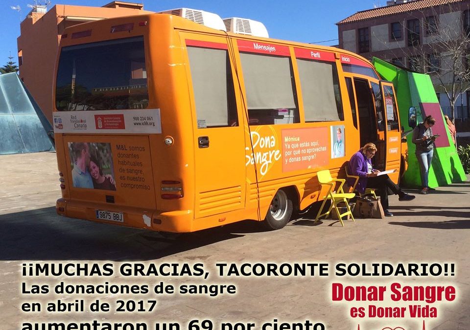 Las donaciones de sangre en la campaña de abril 2017 en Tacoronte aumentan un 69 por ciento