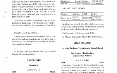 Lista provisional de admitidos y excluidos para puesto en Tesorería