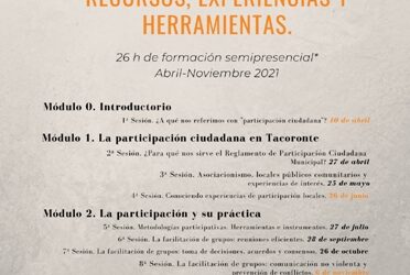 Curso de formación semipresencial: «Participar en Tacoronte. Recursos, experiencias y herramientas»